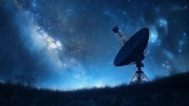 Scene of Parabola Silhouette With Starry Sky and Cosmic Background, smooth repeating motion for background video animation