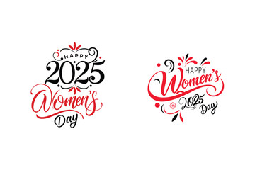 2025 happy women's day greeting card text design.
