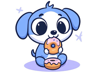 Fototapeta premium Cute Dog Enjoying a Donut in a Sunny Room, Perfectly Capturing the Playful Spirit of a Spaniel