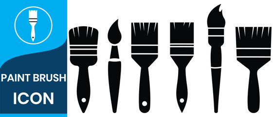 Paint brush icon set. Assorted paintbrush vector illustration. Paint brushes drawing tool. Containing various paintbrush for small to wide. Flat simple design. vector illustration.