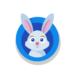 Obraz premium Easter Cute Bunny in Blue Circle