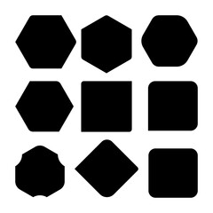 Black color shape  nine set illustration graphic design. 