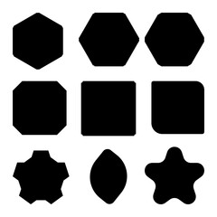 Black color shape  nine set illustration graphic design. 