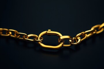 Obraz premium Gold Chain Link Close-up on Dark Background