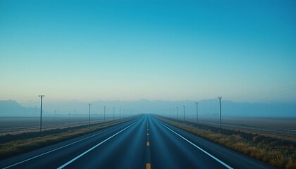 Scenic Highway Road Trip Open Road Misty Morning Landscape