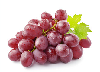 Fototapeta premium A bunch of fresh, purple grapes isolated on a white background
