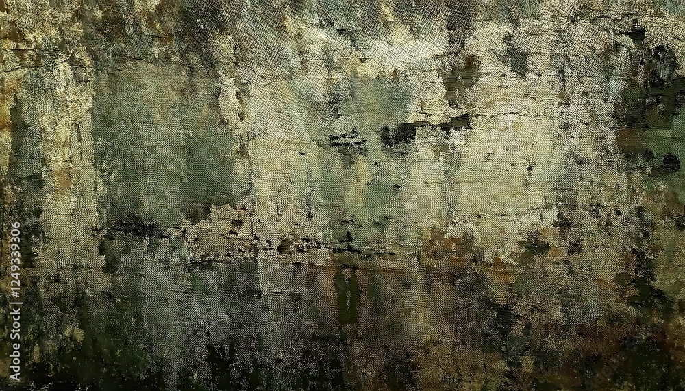 Poster weathered abstract wall texture with muted green and brown tones, perfect for rustic background and 