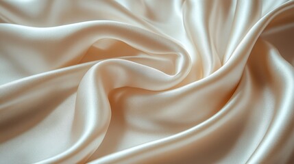 Obraz premium Elegant beige silk fabric folds, soft texture, luxurious drape, background for design