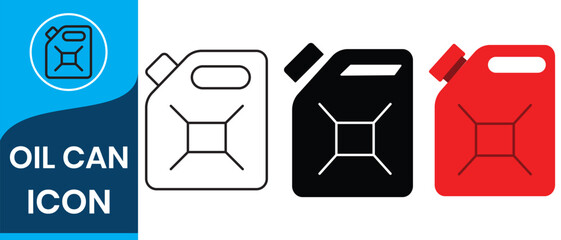 Fuel can icon. Red handle jerry can. Petrol signs. Car petrol symbol. Gallon. Auto industry. Flat design. Vector illustration. white background.