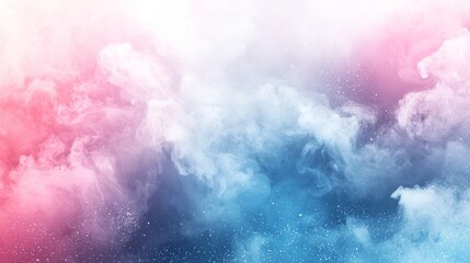 Fototapeta premium Colorful smoke clouds blend beautifully with splashes of ink in water, forming an artistic gradient of sky blue and pink. This design offers a vibrant backdrop perfect for mobile devices