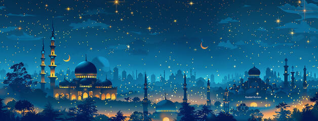 Obraz premium A magical Ramadan night in a mystical city.