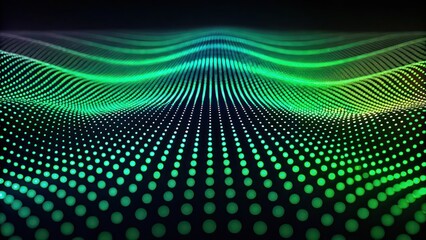 Fototapeta premium Neon Green Digital Dots Wave Wallpaper Background