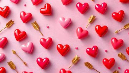 Glossy Hearts and Feathered Arrows on a Charming Blush Lace Overlay