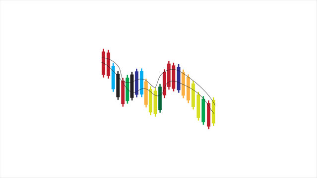 Stock market candliestick chart on white background.