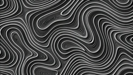 Fototapeta premium Topographic Black and White Abstract Pattern