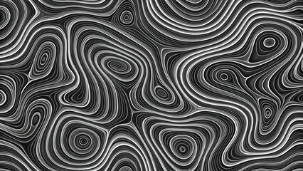 Topographic Black and White Abstract Pattern