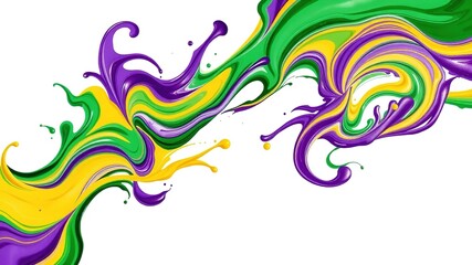 Obraz premium Colorful Mardi Gras Paint Swirls on Striped Canvas