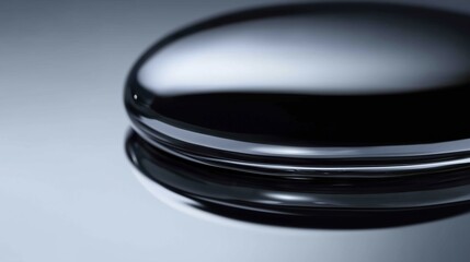 A close-up of a smooth black stone with a glossy surface reflecting light.