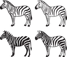 Zebra animal icon set design 