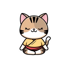 Obraz premium Adorable Cat Meditating in Traditional Clothing