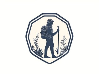 Fototapeta premium Hexagon Alpine Hiker Logo