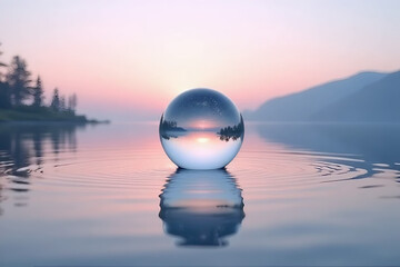 A crystal sphere reflects the blue sky and ocean, a globe of light on the water