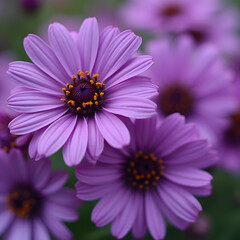 Fototapeta premium Beautiful purple blossoms celebrating International Women’s Day on March 8th, set against a colorful, softly blurred backdrop.