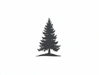 Fototapeta premium Minimal Evergreen Tree Logo in Black and White