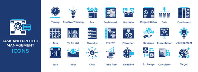 task and project management icon set. containing icon Creative Thinking,task,project management,management,development