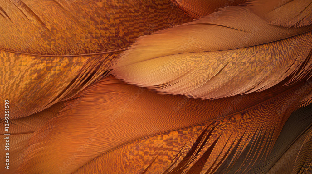 Aufkleber Luxurious orange feathers with smooth textures create warm and inviting atmosphere. Perfect for backgrounds or artistic designs