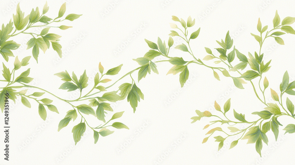 Poster lush green leaves create serene nature inspired wallpaper design, perfect for adding calming touch t