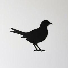 Fototapeta premium Black Silhouette of a Small Bird Perched in a Minimalist Style
