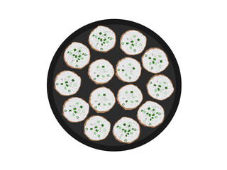 Khanom Krok on a white background.