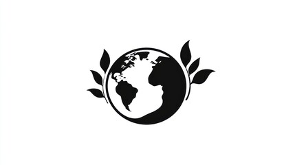 Earth Icon with Laurel Wreath, Global Symbol, Environment