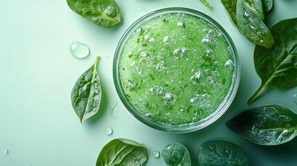 Obraz premium Spinach face scrub, green background, beauty, skincare