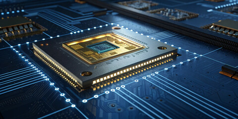Fototapeta premium close up of a circuit board, CPU, microprocessor, processor