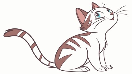 Fototapeta premium Detailed Cat Illustration with Soft Fur and Bright Eyes on White Background