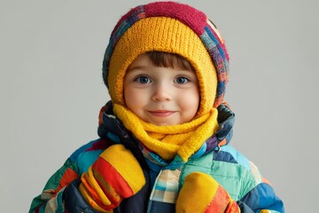 Charming Child in Colorful Snowsuit