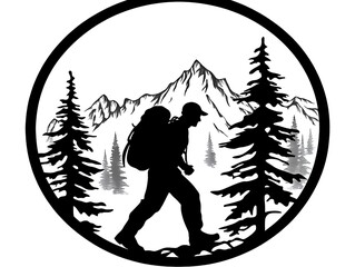 Simple Black and White Logo Silhouette of a Lone Tree