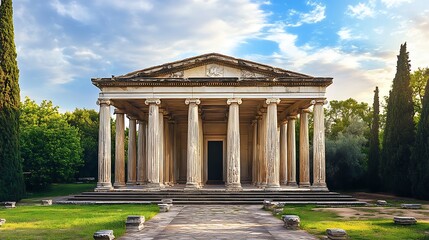 Fototapeta premium The Majestic Temple of Hephaestus: A Glimpse into Ancient Greece