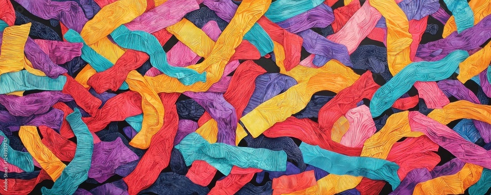 Poster colorful textile patterns and textures
