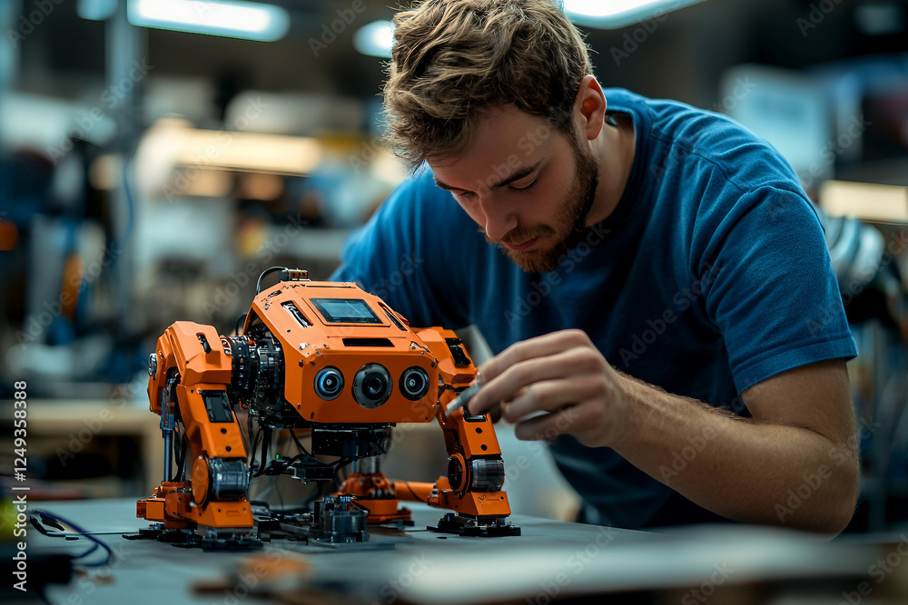 Poster industrial robots production robots ai generative