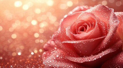 Dew-kissed rose, bokeh background, romantic, Valentine's Day card