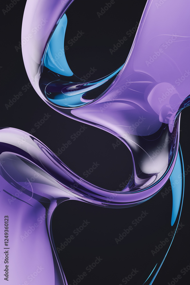 Aufkleber an abstract design with flowing smooth curves of purple and blue hues, creating a dynamic, fluid vis