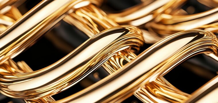 Ultra-detailed close-up of a gold microprocessor on a dark circuit board, emphasizing fine connections and cutting-edge technology