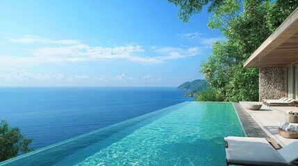 Fototapeta premium Beachfront Resort Pool with Ocean View