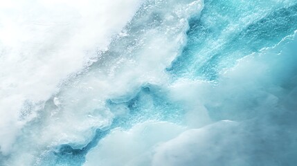 Abstract Glacial Ice Texture Showing Blue and White Tones