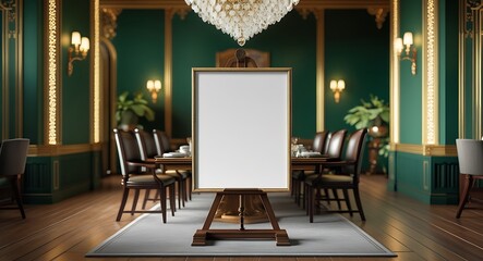 Empty Mock up Picture Frame with a royel Dining Room 