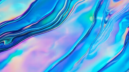 Naklejka premium Iridescent pearl shell texture with blue, pink and purple colors. Abstract background for beauty packaging, cosmetic branding and luxury content. With copy space