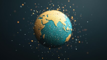 Fototapeta premium Beautiful Detailed Globe Covered by Falling Microplastic Particles Representing the Global Plastic Pollution Crisis